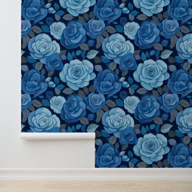 Blue Floral Roses Wallpaper (Application)