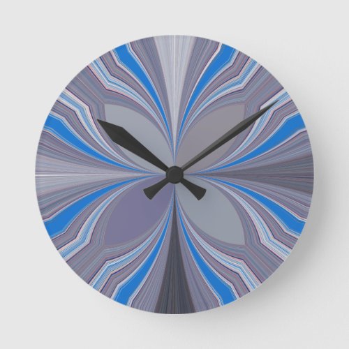 Blue Floral Round Clock
