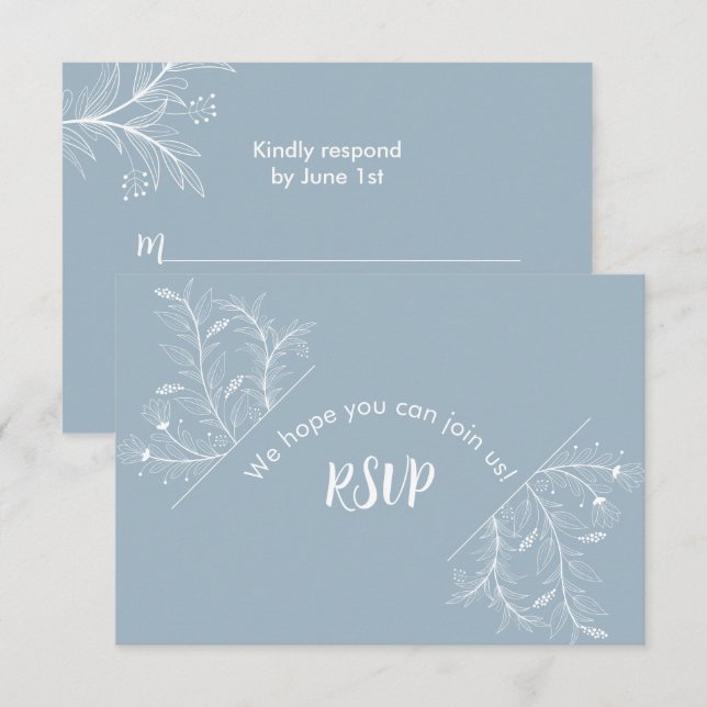 Blue Floral RSVP Baby Shower  (Front/Back)