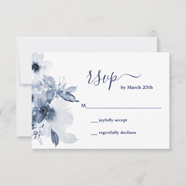 Blue Floral RSVP card (Front)