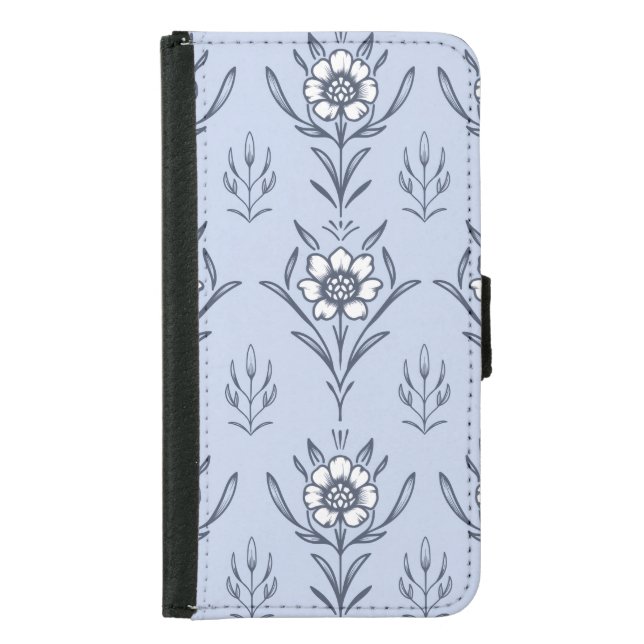 Blue floral samsung galaxy wallet case (Front)