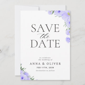 Blue Floral Save The Date Card