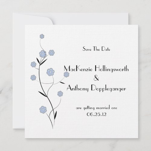 Blue Floral Save The Date Invitation