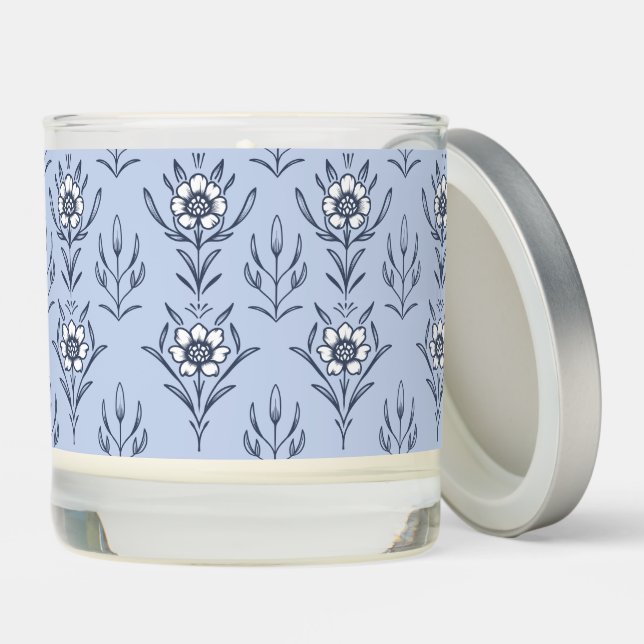 Blue floral scented candle (Lid)