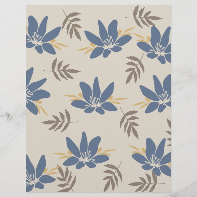 Blue floral Scrapbook Paper: (Front)