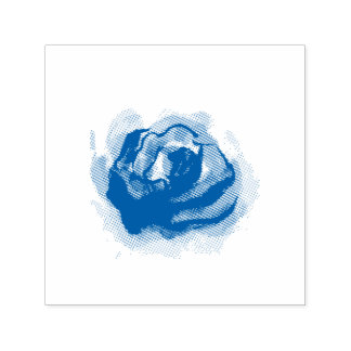 blue floral self-inking stamp