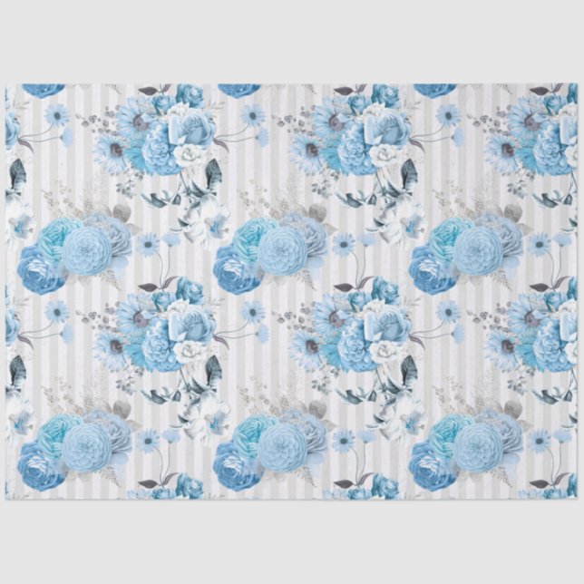 Blue Floral Series Design 10 Tissue Paper (Front)