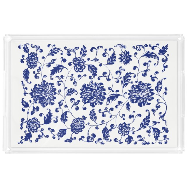 Blue Floral Serving Tray (Front)