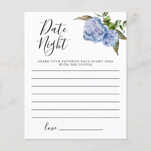 Blue Floral Shower Date Night Card