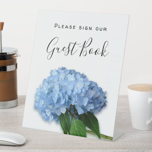 Blue Floral Sign Our Guest Book Tabletop Sign