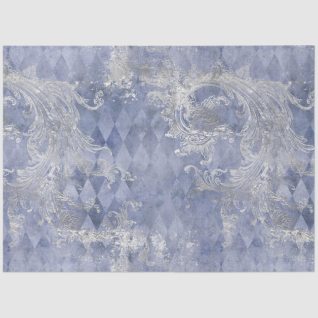 Blue Floral Skull Series Design 10 Tissue Paper (Front)