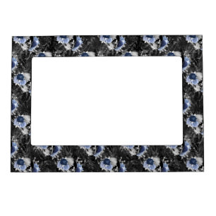 Blue Floral Skull Series Design 1 Magnetic Frame