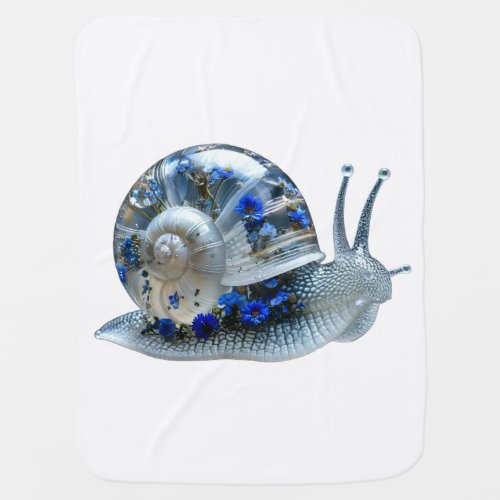 Blue Floral Snail Sherpa Throw Baby Blanket