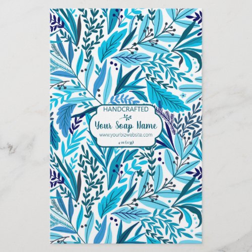 Blue Floral Soap Wrap Paper Sheet _ Satin