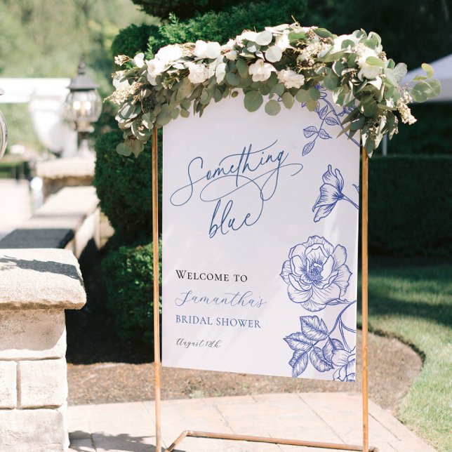 Blue Floral Something Blue Bridal Shower Welcome Foam Board (Creator Uploaded)