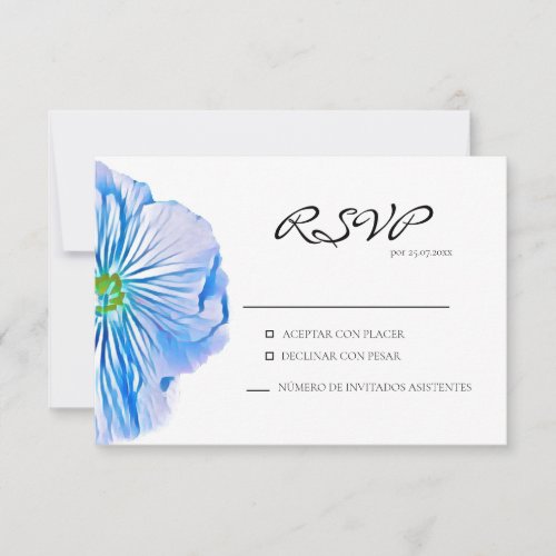 Blue Floral Spanish Response Card