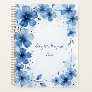 Blue Floral Spiral-bound Abstract Spring Botanical Planner