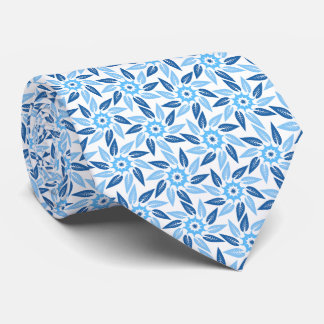 Blue Floral Spiral Neck Tie