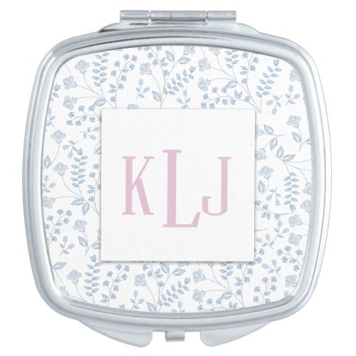 Blue Floral Square Compact Mirror