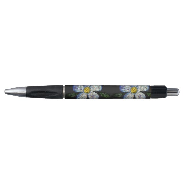 Blue Floral Stained Glass Decorative Illustration Pen (Front)