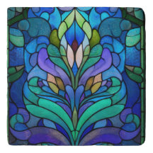 Blue floral stained glass
