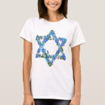 Blue Floral Star Of David Jewish Star T-Shirt<br><div class="desc">Blue Floral Star Of David Jewish Star with blue jay and forget-me-nots.</div>