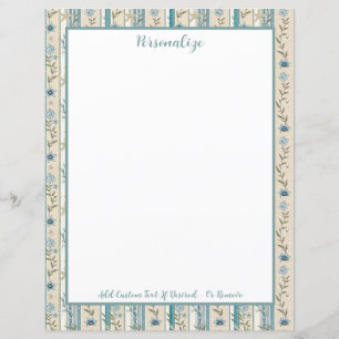Blue Floral Stripe Border Design Personalized