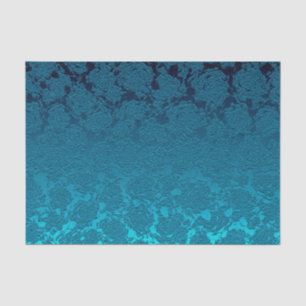 Blue Floral Succulent Print Pattern Metallic Tissue Paper