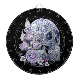 Blue Floral Sugar Skull Purple Flowers Dart Board