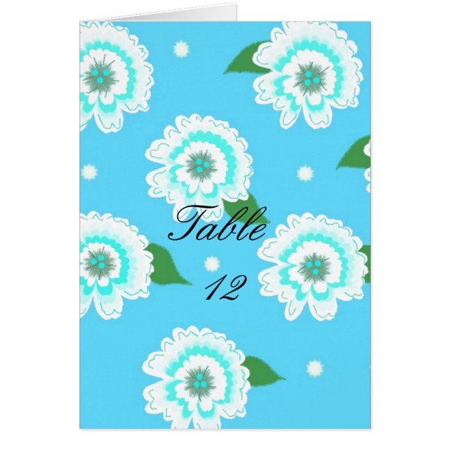 Blue Floral Table Seating Card (Front)