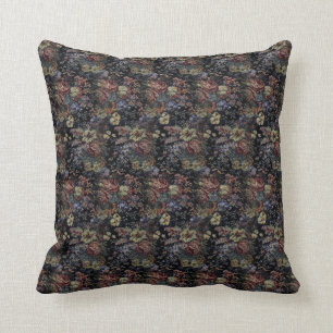 Blue Floral Tapestry Throw Pillow