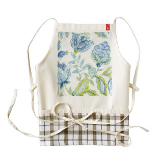 Blue Floral Tapestry with Glitter Effect Zazzle HEART Apron