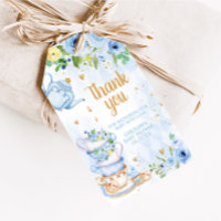 Blue Floral Tea Party Baby Shower Favor Tags