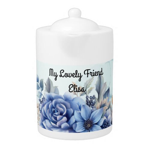  Blue floral Teapot
