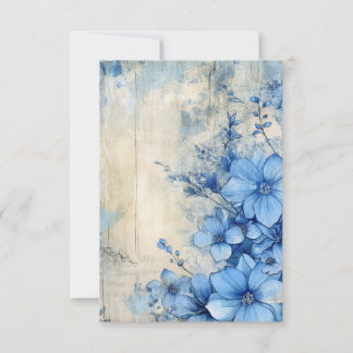 Blue Floral Thank You Card
