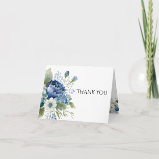 Blue Floral Thank You Card, Watercolor Card