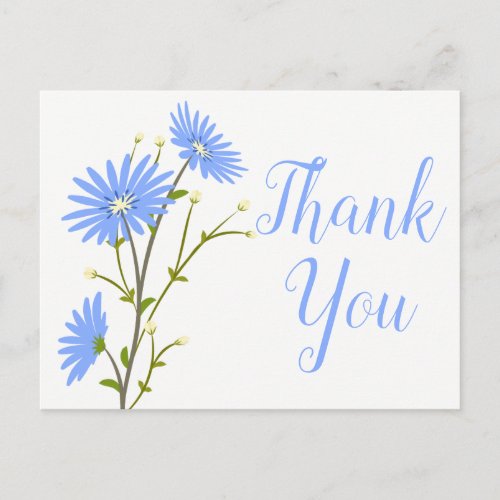 Blue Floral Thank You Daisy Flower Wedding Daisies Postcard