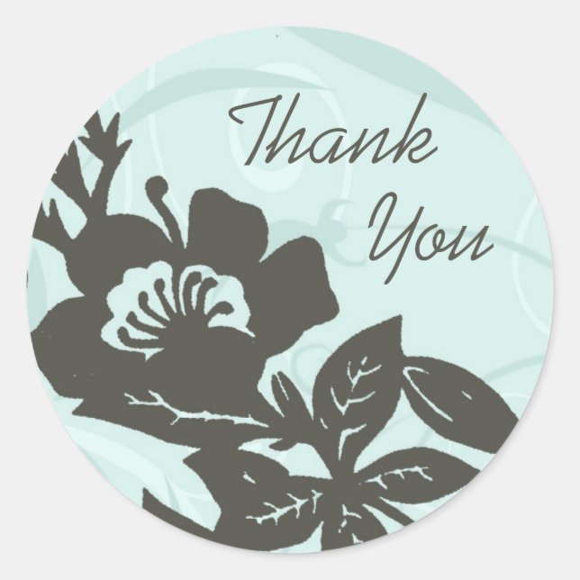 Blue Floral Thank You Envelope Seals (Front)