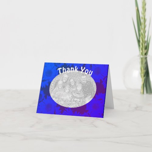 Blue Floral Thank You Photo Template Card