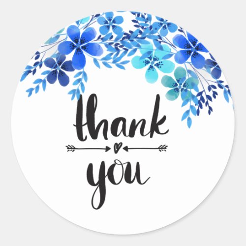 Blue floral thank you sticker