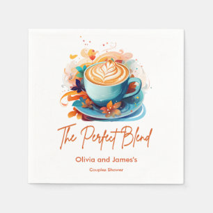 Blue Floral The Perfect Blend Couples Shower Napkins