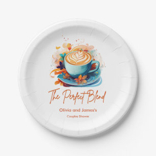 Blue Floral The Perfect Blend Couples Shower Paper Plates