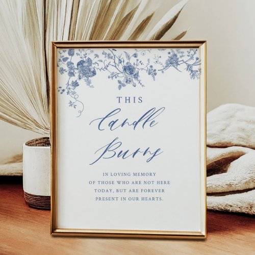 Blue Floral This Candle Burns Wedding Memorial  Poster