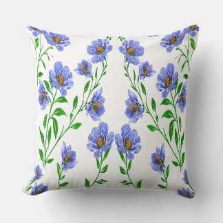 Blue floral throw pillow