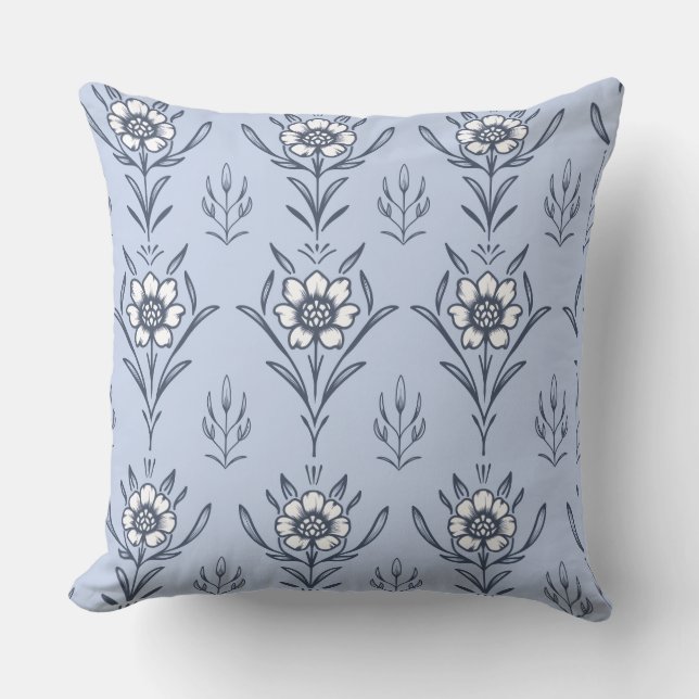 Blue floral throw pillow (Front)