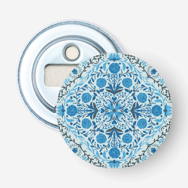 Blue floral tiles bottle opener (Front)