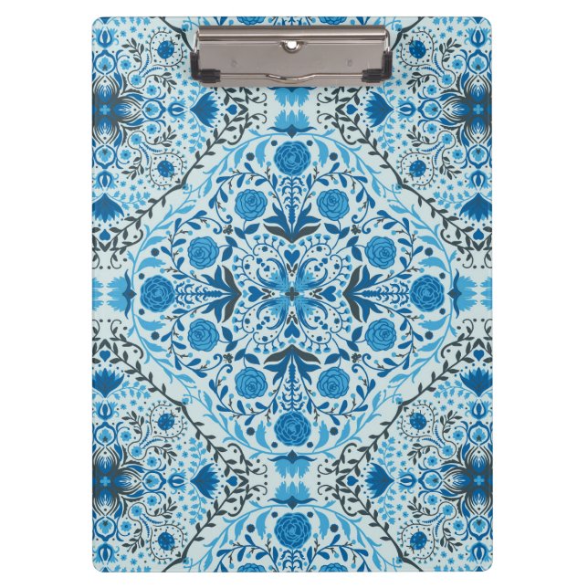 Blue floral tiles clipboard (Front)