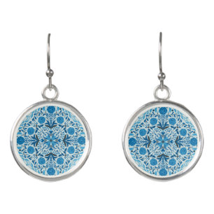 Blue floral tiles earrings