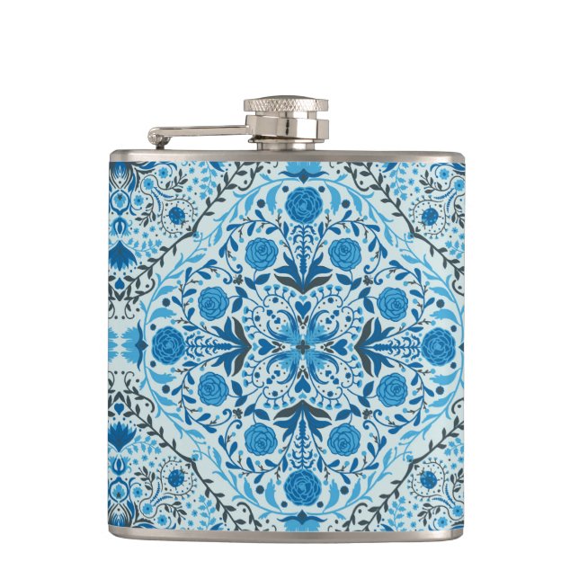 Blue floral tiles flask (Front)