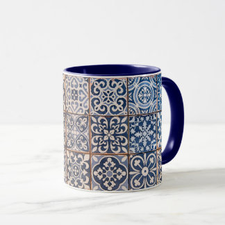 Blue Floral Tiles Mug